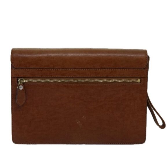 Burberrys Clutch Bag Leather Brown Auth - Picture 3 of 16